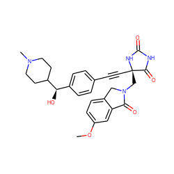 COc1ccc2c(c1)C(=O)N(C[C@@]1(C#Cc3ccc([C@@H](O)C4CCN(C)CC4)cc3)NC(=O)NC1=O)C2 ZINC000096173513