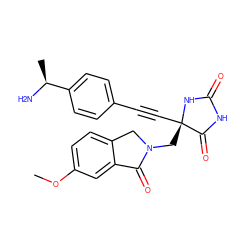 COc1ccc2c(c1)C(=O)N(C[C@@]1(C#Cc3ccc([C@H](C)N)cc3)NC(=O)NC1=O)C2 ZINC000064573041