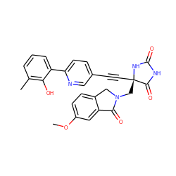 COc1ccc2c(c1)C(=O)N(C[C@@]1(C#Cc3ccc(-c4cccc(C)c4O)nc3)NC(=O)NC1=O)C2 ZINC000096173597