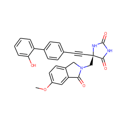 COc1ccc2c(c1)C(=O)N(C[C@@]1(C#Cc3ccc(-c4ccccc4O)cc3)NC(=O)NC1=O)C2 ZINC000096173767