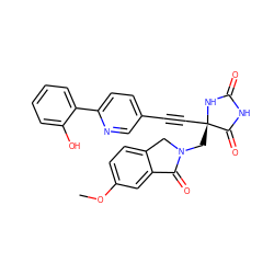 COc1ccc2c(c1)C(=O)N(C[C@@]1(C#Cc3ccc(-c4ccccc4O)nc3)NC(=O)NC1=O)C2 ZINC000167623167