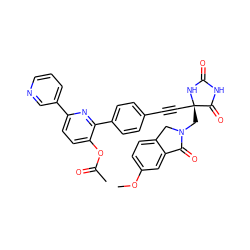 COc1ccc2c(c1)C(=O)N(C[C@@]1(C#Cc3ccc(-c4nc(-c5cccnc5)ccc4OC(C)=O)cc3)NC(=O)NC1=O)C2 ZINC000143326549