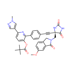 COc1ccc2c(c1)C(=O)N(C[C@@]1(C#Cc3ccc(-c4nc(-c5cnn(C)c5)ccc4OC(=O)C(C)(C)C)cc3)NC(=O)NC1=O)C2 ZINC000163979793