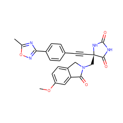 COc1ccc2c(c1)C(=O)N(C[C@@]1(C#Cc3ccc(-c4noc(C)n4)cc3)NC(=O)NC1=O)C2 ZINC000167618145