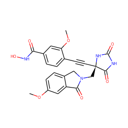 COc1ccc2c(c1)C(=O)N(C[C@@]1(C#Cc3ccc(C(=O)NO)cc3OC)NC(=O)NC1=O)C2 ZINC000167626627