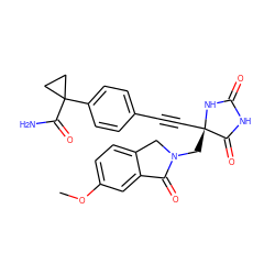 COc1ccc2c(c1)C(=O)N(C[C@@]1(C#Cc3ccc(C4(C(N)=O)CC4)cc3)NC(=O)NC1=O)C2 ZINC000096173773