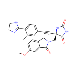 COc1ccc2c(c1)C(=O)N(C[C@@]1(C#Cc3ccc(C4=NCCN4)c(C)c3)NC(=O)NC1=O)C2 ZINC000096173593