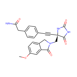 COc1ccc2c(c1)C(=O)N(C[C@@]1(C#Cc3ccc(CC(N)=O)cc3)NC(=O)NC1=O)C2 ZINC000064560748