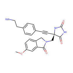 COc1ccc2c(c1)C(=O)N(C[C@@]1(C#Cc3ccc(CCN)cc3)NC(=O)NC1=O)C2 ZINC000146518628