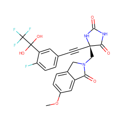 COc1ccc2c(c1)C(=O)N(C[C@@]1(C#Cc3ccc(F)c(C(O)(O)C(F)(F)F)c3)NC(=O)NC1=O)C2 ZINC000167591305