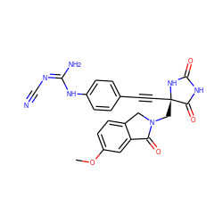 COc1ccc2c(c1)C(=O)N(C[C@@]1(C#Cc3ccc(N/C(N)=N\C#N)cc3)NC(=O)NC1=O)C2 ZINC000167572589