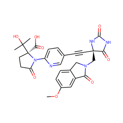 COc1ccc2c(c1)C(=O)N(C[C@@]1(C#Cc3ccc(N4C(=O)CC[C@@]4(C(=O)O)C(C)(C)O)nc3)NC(=O)NC1=O)C2 ZINC000096173631