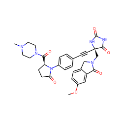 COc1ccc2c(c1)C(=O)N(C[C@@]1(C#Cc3ccc(N4C(=O)CC[C@H]4C(=O)N4CCN(C)CC4)cc3)NC(=O)NC1=O)C2 ZINC000096173629