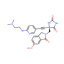 COc1ccc2c(c1)C(=O)N(C[C@@]1(C#Cc3ccc(NCCN(C)C)nc3)NC(=O)NC1=O)C2 ZINC000096173812