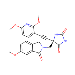 COc1ccc2c(c1)C(=O)N(C[C@@]1(C#Cc3ccc(OC)nc3OC)NC(=O)NC1=O)C2 ZINC000096173697