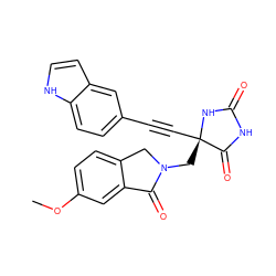 COc1ccc2c(c1)C(=O)N(C[C@@]1(C#Cc3ccc4[nH]ccc4c3)NC(=O)NC1=O)C2 ZINC000064573408