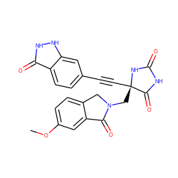 COc1ccc2c(c1)C(=O)N(C[C@@]1(C#Cc3ccc4c(=O)[nH][nH]c4c3)NC(=O)NC1=O)C2 ZINC000096173521