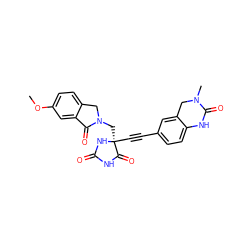 COc1ccc2c(c1)C(=O)N(C[C@@]1(C#Cc3ccc4c(c3)CN(C)C(=O)N4)NC(=O)NC1=O)C2 ZINC000143532467