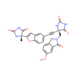 COc1ccc2c(c1)C(=O)N(C[C@@]1(C#Cc3ccc4oc([C@]5(C)NC(=O)NC5=O)cc4c3)NC(=O)NC1=O)C2 ZINC000096173736