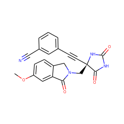 COc1ccc2c(c1)C(=O)N(C[C@@]1(C#Cc3cccc(C#N)c3)NC(=O)NC1=O)C2 ZINC000064560581