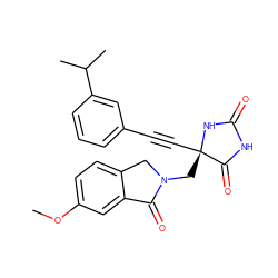 COc1ccc2c(c1)C(=O)N(C[C@@]1(C#Cc3cccc(C(C)C)c3)NC(=O)NC1=O)C2 ZINC000064560309