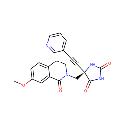 COc1ccc2c(c1)C(=O)N(C[C@@]1(C#Cc3cccnc3)NC(=O)NC1=O)CC2 ZINC000096173830