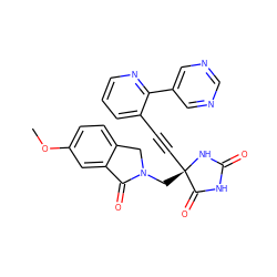 COc1ccc2c(c1)C(=O)N(C[C@@]1(C#Cc3cccnc3-c3cncnc3)NC(=O)NC1=O)C2 ZINC000096173813