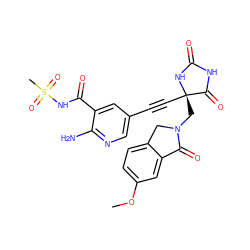 COc1ccc2c(c1)C(=O)N(C[C@@]1(C#Cc3cnc(N)c(C(=O)NS(C)(=O)=O)c3)NC(=O)NC1=O)C2 ZINC000096173728