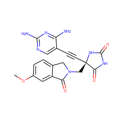 COc1ccc2c(c1)C(=O)N(C[C@@]1(C#Cc3cnc(N)nc3N)NC(=O)NC1=O)C2 ZINC000167579939