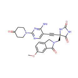 COc1ccc2c(c1)C(=O)N(C[C@@]1(C#Cc3cnc(N4CCC(=O)CC4)nc3N)NC(=O)NC1=O)C2 ZINC000167580540