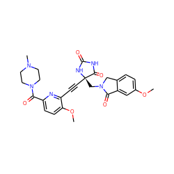 COc1ccc2c(c1)C(=O)N(C[C@@]1(C#Cc3nc(C(=O)N4CCN(C)CC4)ccc3OC)NC(=O)NC1=O)C2 ZINC000096173636