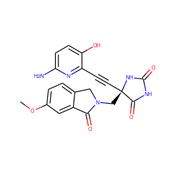 COc1ccc2c(c1)C(=O)N(C[C@@]1(C#Cc3nc(N)ccc3O)NC(=O)NC1=O)C2 ZINC000096173648