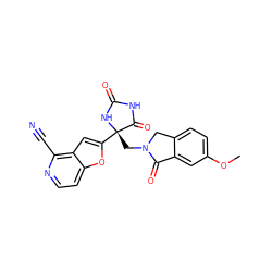 COc1ccc2c(c1)C(=O)N(C[C@@]1(c3cc4c(C#N)nccc4o3)NC(=O)NC1=O)C2 ZINC000204325206