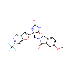 COc1ccc2c(c1)C(=O)N(C[C@@]1(c3cc4cnc(C(F)(F)F)cc4o3)NC(=O)NC1=O)C2 ZINC000204346086