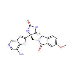 COc1ccc2c(c1)C(=O)N(C[C@@]1(c3cc4cncc(N)c4o3)NC(=O)NC1=O)C2 ZINC001772650285