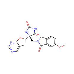 COc1ccc2c(c1)C(=O)N(C[C@@]1(c3cc4cncnc4o3)NC(=O)NC1=O)C2 ZINC000199693270