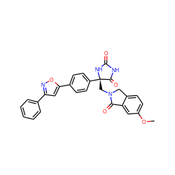 COc1ccc2c(c1)C(=O)N(C[C@@]1(c3ccc(-c4cc(-c5ccccc5)no4)cc3)NC(=O)NC1=O)C2 ZINC000058590673