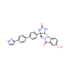 COc1ccc2c(c1)C(=O)N(C[C@@]1(c3ccc(-c4ccc(-c5cc[nH]n5)cc4)cc3)NC(=O)NC1=O)C2 ZINC000058583135