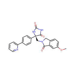 COc1ccc2c(c1)C(=O)N(C[C@@]1(c3ccc(-c4ccccn4)cc3)NC(=O)NC1=O)C2 ZINC000058590591