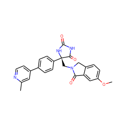 COc1ccc2c(c1)C(=O)N(C[C@@]1(c3ccc(-c4ccnc(C)c4)cc3)NC(=O)NC1=O)C2 ZINC000058592435