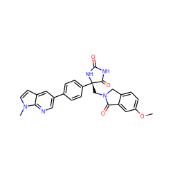 COc1ccc2c(c1)C(=O)N(C[C@@]1(c3ccc(-c4cnc5c(ccn5C)c4)cc3)NC(=O)NC1=O)C2 ZINC000058583539