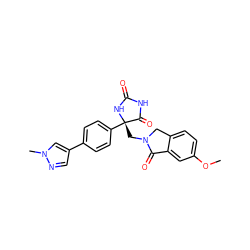 COc1ccc2c(c1)C(=O)N(C[C@@]1(c3ccc(-c4cnn(C)c4)cc3)NC(=O)NC1=O)C2 ZINC000058583204