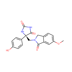 COc1ccc2c(c1)C(=O)N(C[C@@]1(c3ccc(O)cc3)NC(=O)NC1=O)C2 ZINC000049125439