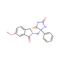 COc1ccc2c(c1)C(=O)N(C[C@@]1(c3ccccc3)NC(=O)NC1=O)C2 ZINC000049046234