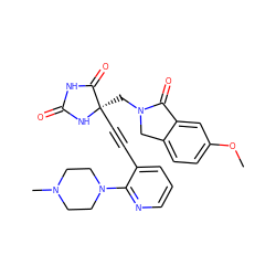 COc1ccc2c(c1)C(=O)N(C[C@]1(C#Cc3cccnc3N3CCN(C)CC3)NC(=O)NC1=O)C2 ZINC000167605429