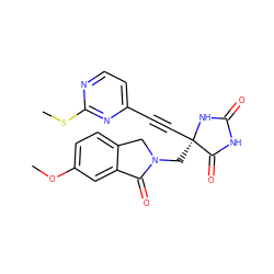 COc1ccc2c(c1)C(=O)N(C[C@]1(C#Cc3ccnc(SC)n3)NC(=O)NC1=O)C2 ZINC000167596300