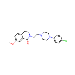 COc1ccc2c(c1)C(=O)N(CCN1CCN(c3ccc(Cl)cc3)CC1)CC2 ZINC000013804238