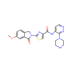 COc1ccc2c(c1)C(=O)N(c1nc(C(=O)Nc3ccnnc3N3CCNCC3)cs1)C2 ZINC000096269608