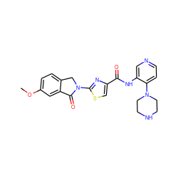 COc1ccc2c(c1)C(=O)N(c1nc(C(=O)Nc3cnccc3N3CCNCC3)cs1)C2 ZINC000095921334