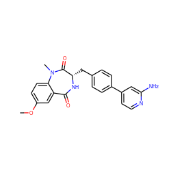 COc1ccc2c(c1)C(=O)N[C@@H](Cc1ccc(-c3ccnc(N)c3)cc1)C(=O)N2C ZINC000169705904